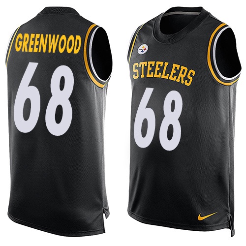 Men's Limited L.C. Greenwood Nike Jersey Black - #68 Player Name & Number Tank Top NFL Pittsburgh Steelers